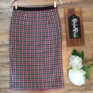 SALE! Boden Pink Green Black Wool Pencil Skirt